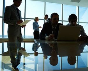 busy office meeting room