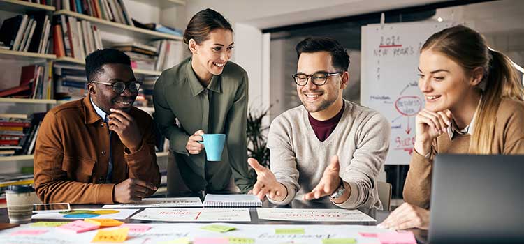 marketing team plan campaign together